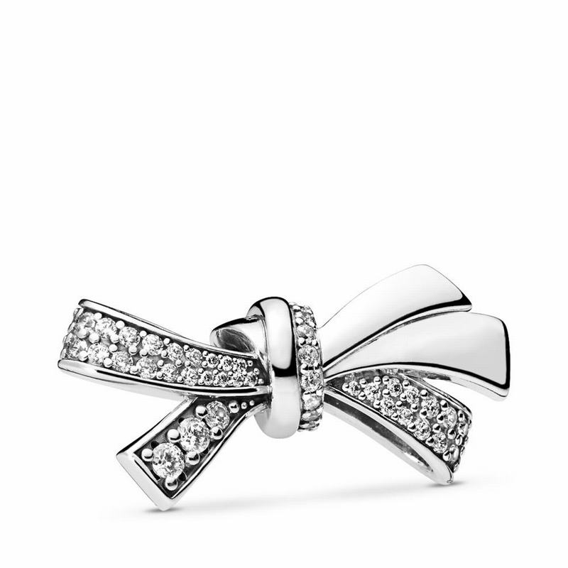 Pandora Brilliant Bow Charm - Sterling Silver/Cubic Zirconia - Canada | WD7893GT